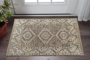 Homeroots 2' X 3' Gray And Brown Wool Geometric Hand Knotted Area Rug With Fringe Brown Wool 567082