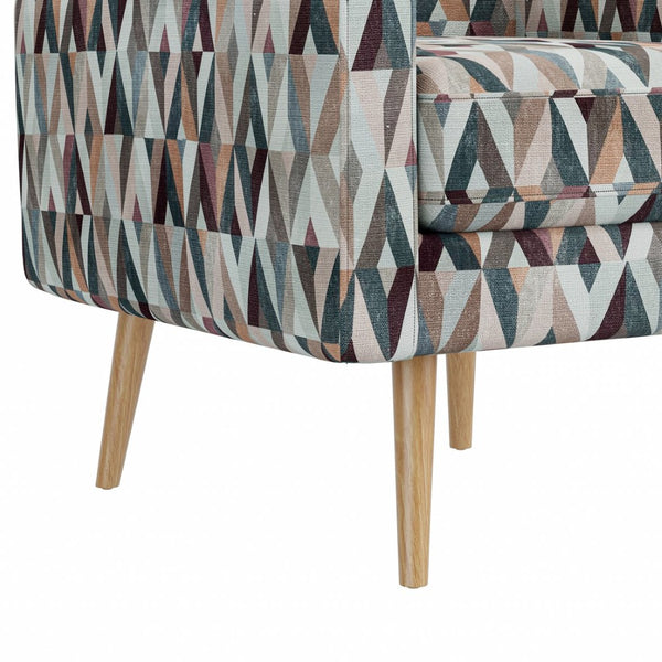English Elm Darien Geometric Prism Upholstered Accent Armchair with Solid Wood Legs for Small Spaces Brown B127P495072