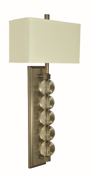 Framburg 2-light Elegant Crystal Column Sconce With Off-white Shade And Stunning Brushed Brass Accents Brushed Nickel Metal 5671 Bn
