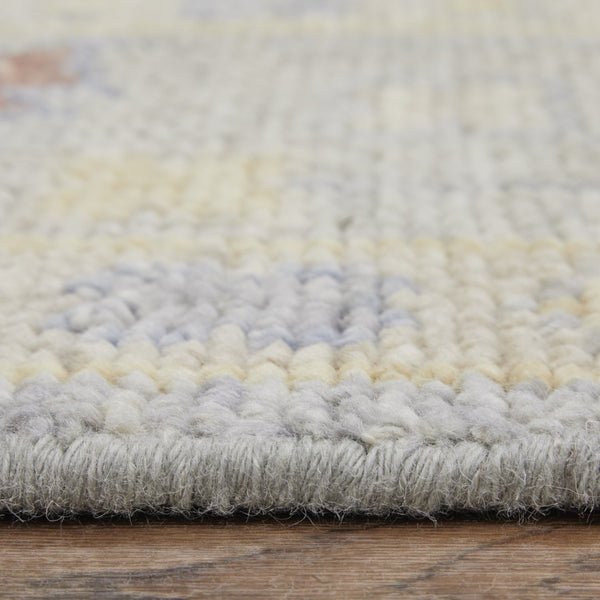 HomeRoots 3' Hand-Knotted Blue and Gray Floral Wool Area Rug with Fringe - Timeless Charm for Any Room 10' X 14' 567112