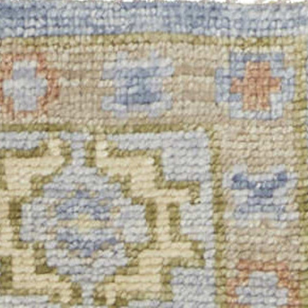 HomeRoots 3' Stylish Hand-Knotted Wool Area Rug with Geometric Design in Green, Blue, Yellow & Fringe 3' X 5' 567116