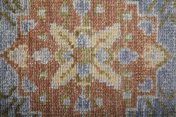 Homeroots 5' X 8' Green Blue And Yellow Wool Geometric Hand Knotted Area Rug With Fringe Blue Wool 567117