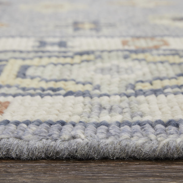 Homeroots 9' X 12' Gray Blue And Taupe Wool Geometric Hand Knotted Area Rug With Fringe Blue Wool 567125