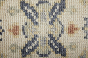 Homeroots 10' Gray Blue And Taupe Wool Geometric Hand Knotted Runner Rug With Fringe Blue Wool 567126