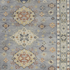 Homeroots 2' X 3' Gray Blue And Taupe Wool Geometric Hand Knotted Area Rug With Fringe Blue Wool 567130