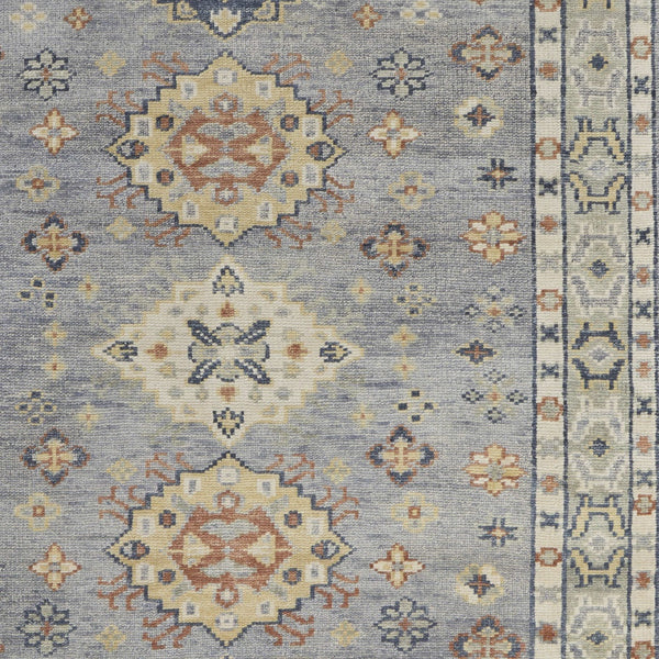 Homeroots 2' X 3' Gray Blue And Taupe Wool Geometric Hand Knotted Area Rug With Fringe Blue Wool 567130