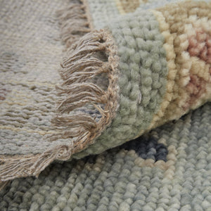 Homeroots 2' X 3' Blue Ivory And Yellow Wool Floral Hand Knotted Area Rug With Fringe Blue Wool 567135