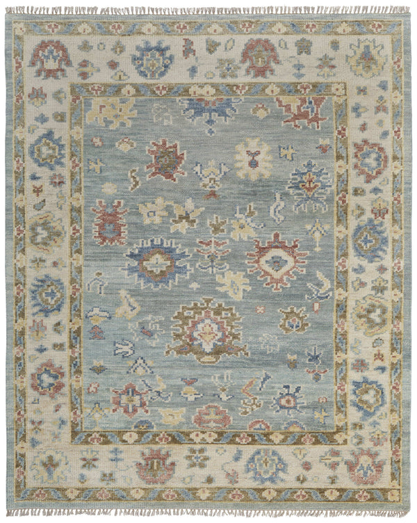 Homeroots 2' X 3' Blue Ivory And Yellow Wool Floral Hand Knotted Area Rug With Fringe Blue Wool 567135