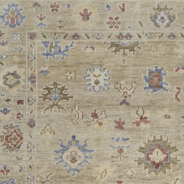 Homeroots 3' X 5' Tan Brown And Blue Wool Floral Hand Knotted Area Rug With Fringe Brown Wool 567136