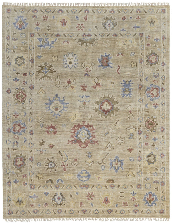 HomeRoots 4' Hand-Knotted Wool Area Rug in Blue, Ivory & Yellow Floral Design with Elegant Fringed Edges 2' X 3' 567143
