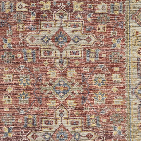 Homeroots 3' X 5' Ivory Red And Gold Wool Oriental Hand Knotted Area Rug With Fringe Red Wool 567144