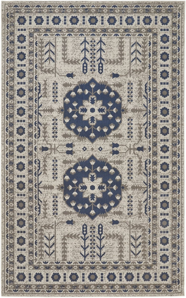 HomeRoots 10' Elegant Blue and Gray Oriental Power Loom Area Rug – Timeless Style for Busy Homes and Spaces 10' X 13' 567153