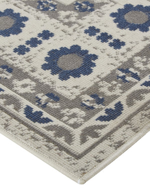 HomeRoots 10' Elegant Blue and Gray Oriental Power Loom Area Rug – Timeless Style for Busy Homes and Spaces 10' X 13' 567153