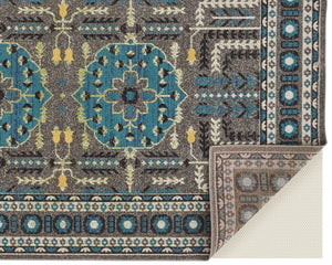 HomeRoots 10' Elegant Blue and Gray Oriental Power Loom Area Rug – Timeless Style for Busy Homes and Spaces 10' X 13' 567157