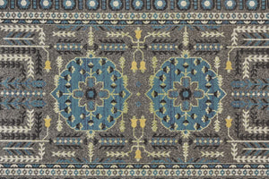 HomeRoots 10' Elegant Blue and Gray Oriental Power Loom Area Rug – Timeless Style for Busy Homes and Spaces 10' X 13' 567157