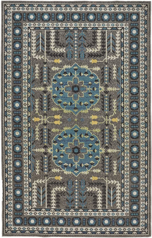 HomeRoots 10' Elegant Blue and Gray Oriental Power Loom Area Rug – Timeless Style for Busy Homes and Spaces 10' X 13' 567157