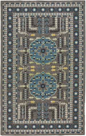 HomeRoots 10' Elegant Blue and Gray Oriental Power Loom Area Rug – Timeless Style for Busy Homes and Spaces 10' X 13' 567157