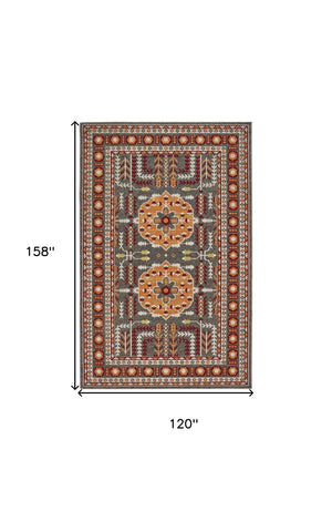 HomeRoots 10' Elegant Blue and Gray Oriental Power Loom Area Rug – Timeless Style for Busy Homes and Spaces 10' X 13' 567161