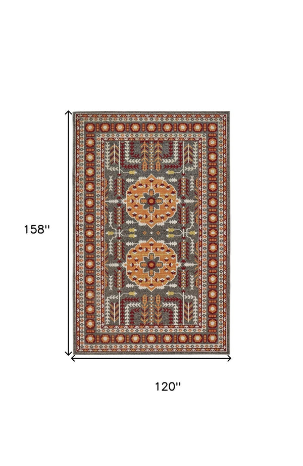 HomeRoots 10' Elegant Blue and Gray Oriental Power Loom Area Rug – Timeless Style for Busy Homes and Spaces 10' X 13' 567161