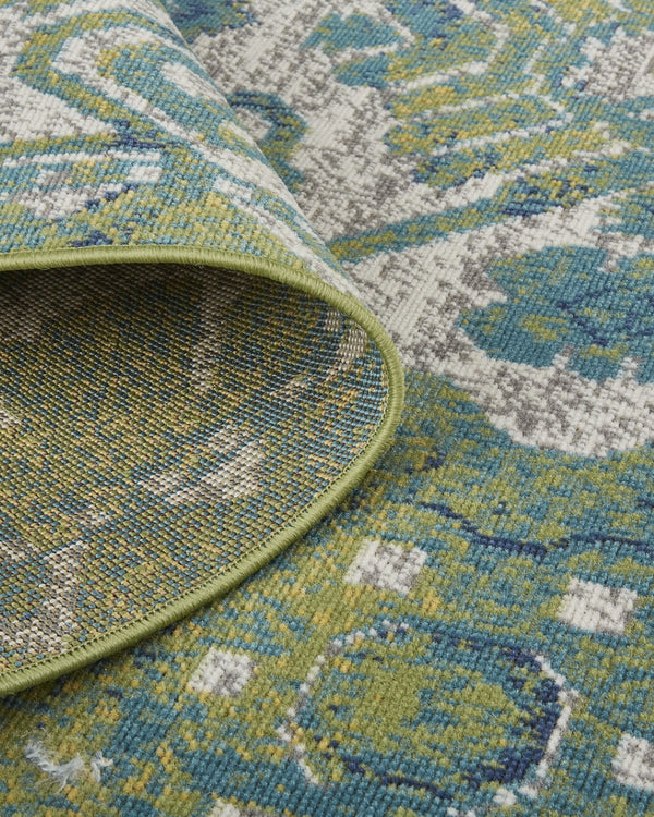 HomeRoots 10' Blue and Green Oriental Area Rug – Timeless Elegance, Durable, Easy-Care for Family Spaces 10' X 13' 567168