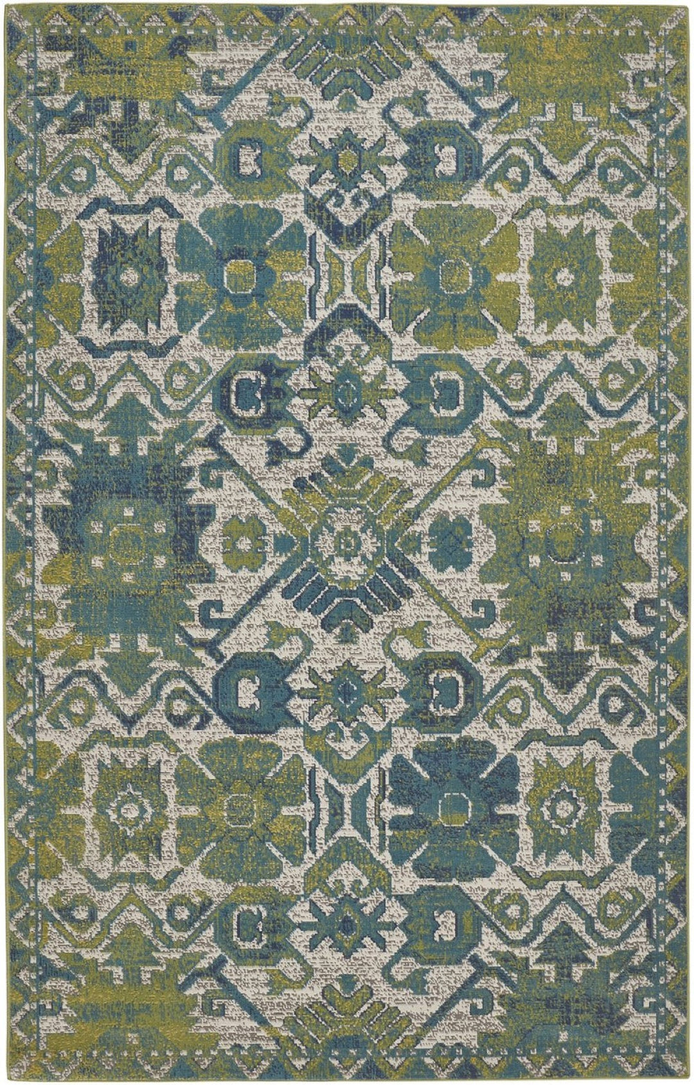 HomeRoots 10' Blue and Green Oriental Area Rug – Timeless Elegance, Durable, Easy-Care for Family Spaces 10' X 13' 567168