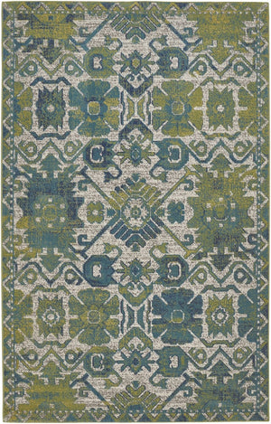 HomeRoots 10' Blue and Green Oriental Area Rug – Timeless Elegance, Durable, Easy-Care for Family Spaces 10' X 13' 567168