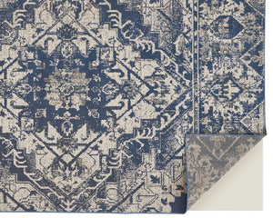 Homeroots 6' X 9' Gray Blue And Ivory Oriental Power Loom Area Rug Blue Polypropylene 567169