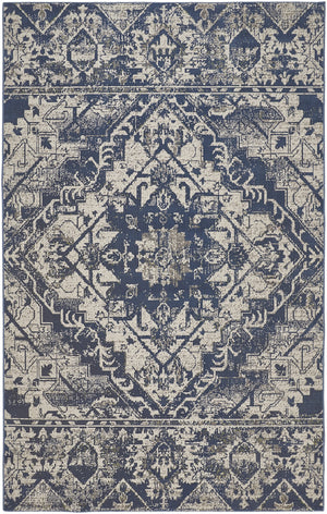 Homeroots 8' X 10' Gray Blue And Ivory Oriental Power Loom Area Rug Blue Polypropylene 567170