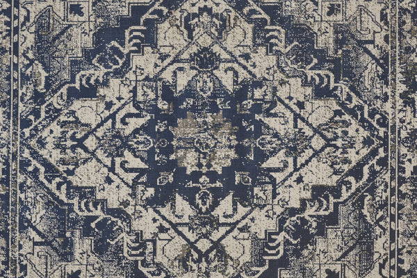 Homeroots 10' X 13' Gray Blue And Ivory Oriental Power Loom Area Rug Blue Polypropylene 567171