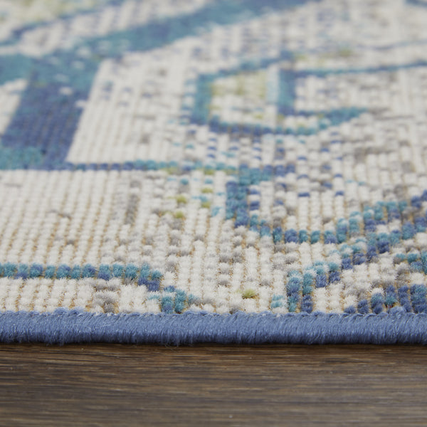 Homeroots 10' X 13' Green Blue And Ivory Oriental Power Loom Area Rug Blue Polypropylene 567174