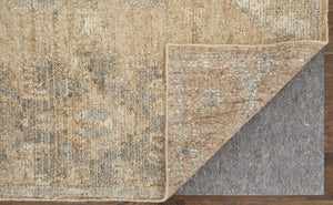 HomeRoots 4' Luxurious Tan and Ivory Floral Hand-Knotted Wool Area Rug for Warmth and Timeless Elegance 4' X 6' 567175