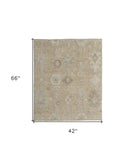 Homeroots 4' X 6' Tan And Ivory Wool Floral Hand Knotted Area Rug Gray Wool 567175