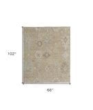 Homeroots 6' X 9' Tan And Ivory Wool Floral Hand Knotted Area Rug Gray Wool 567176