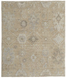 Homeroots 8' X 10' Tan And Ivory Wool Floral Hand Knotted Area Rug Gray Wool 567177