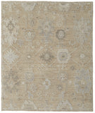 Homeroots 8' X 10' Tan And Ivory Wool Floral Hand Knotted Area Rug Gray Wool 567177