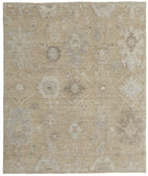 Homeroots 8' X 12' Tan And Ivory Wool Floral Hand Knotted Area Rug Gray Wool 567178