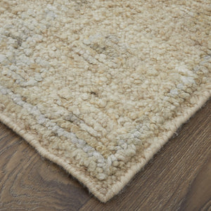 HomeRoots 4' Luxurious Tan and Ivory Floral Hand-Knotted Wool Area Rug for Warmth and Timeless Elegance 8' X 12' 567178