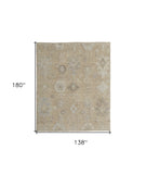 Homeroots 12' X 15' Tan And Ivory Wool Floral Hand Knotted Area Rug Gray Wool 567180