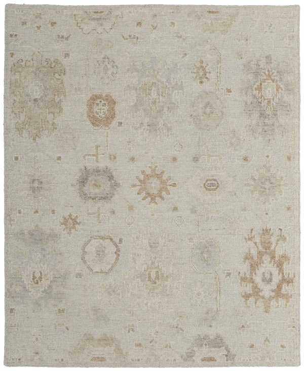 HomeRoots 4' Hand-Knotted Wool Area Rug in Tan and Gray Floral Design – Durable, Stain-Resistant Elegance for Any Room 4' X 6' 567182