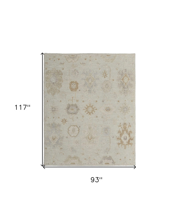 HomeRoots 4' Hand-Knotted Wool Area Rug in Tan and Gray Floral Design – Durable, Stain-Resistant Elegance for Any Room 8' X 10' 567184