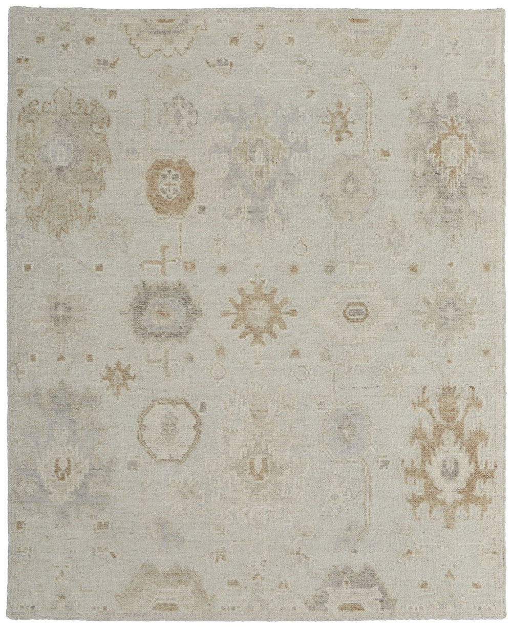 HomeRoots 4' Hand-Knotted Wool Area Rug in Tan and Gray Floral Design – Durable, Stain-Resistant Elegance for Any Room 8' X 12' 567185