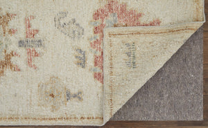 HomeRoots 6' Hand-Knotted Wool Floral Area Rug in Ivory, Tan, and Gray for Timeless Elegance and Durability 6' X 9' 567189
