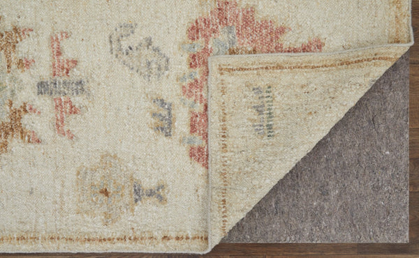 HomeRoots 6' Hand-Knotted Wool Floral Area Rug in Ivory, Tan, and Gray for Timeless Elegance and Durability 6' X 9' 567189