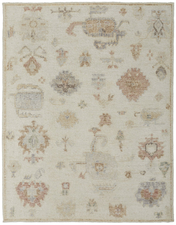 HomeRoots 6' Hand-Knotted Wool Floral Area Rug in Ivory, Tan, and Gray for Timeless Elegance and Durability 8' X 12' 567191