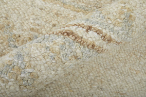 HomeRoots 6' Hand-Knotted Wool Floral Area Rug in Ivory, Tan, and Gray for Timeless Elegance and Durability 8' X 12' 567191