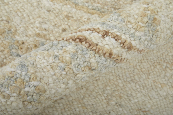 HomeRoots 6' Hand-Knotted Wool Floral Area Rug in Ivory, Tan, and Gray for Timeless Elegance and Durability 8' X 12' 567191
