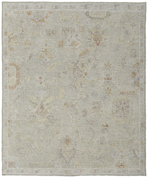 HomeRoots 4' Elegant Gray and Brown Wool Floral Hand-Knotted Area Rug – Durable, Stain-Resistant Charm for Home 6' X 9' 567202