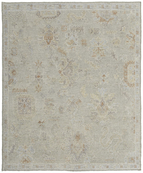 HomeRoots 4' Elegant Gray and Brown Wool Floral Hand-Knotted Area Rug – Durable, Stain-Resistant Charm for Home 6' X 9' 567202