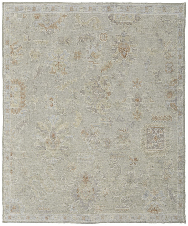 HomeRoots 4' Elegant Gray and Brown Wool Floral Hand-Knotted Area Rug – Durable, Stain-Resistant Charm for Home 8' X 10' 567203