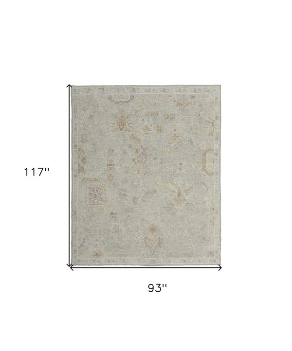 HomeRoots 4' Elegant Gray and Brown Wool Floral Hand-Knotted Area Rug – Durable, Stain-Resistant Charm for Home 8' X 10' 567203